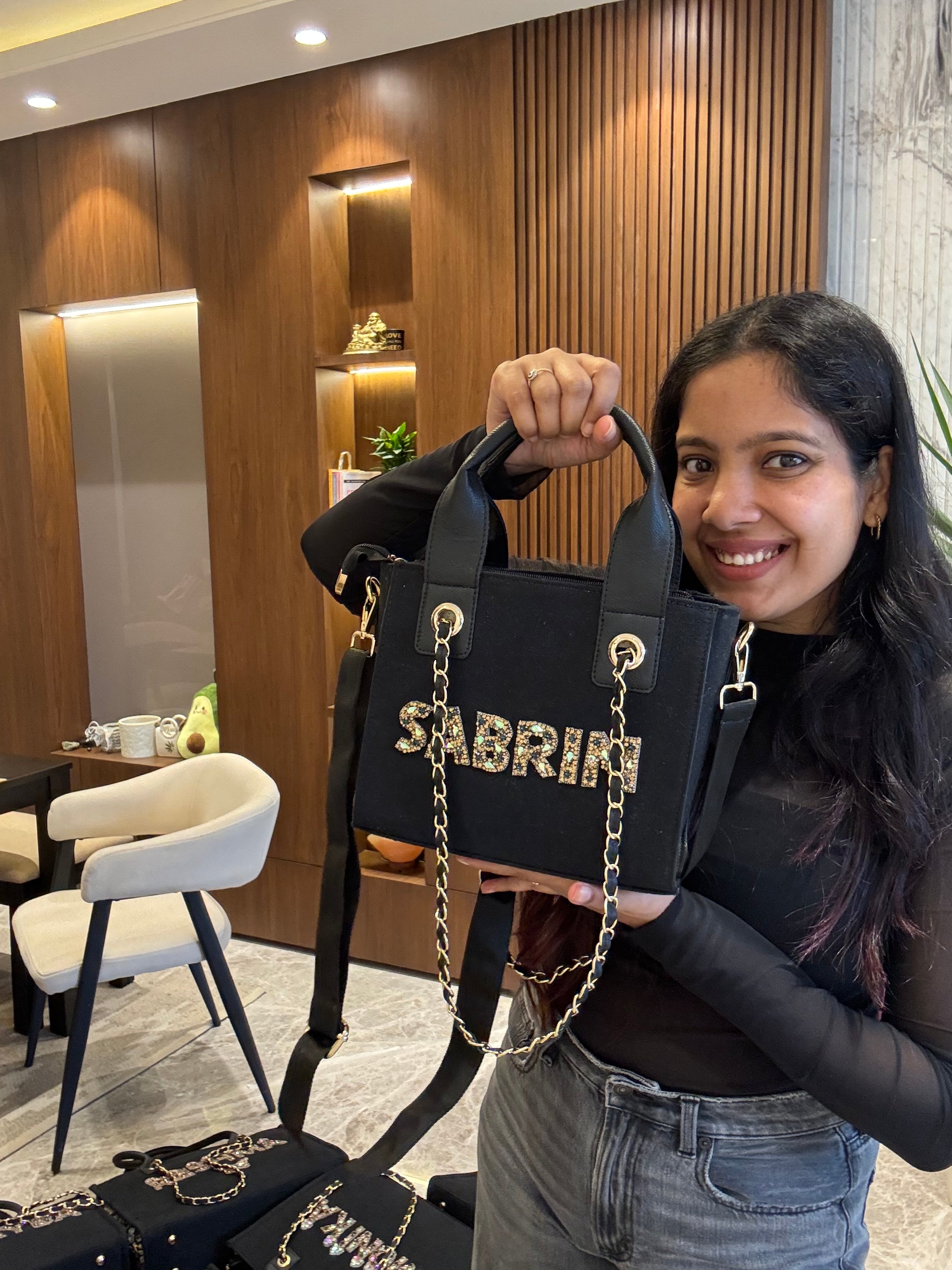 Canvas sling bag with premium alphabet