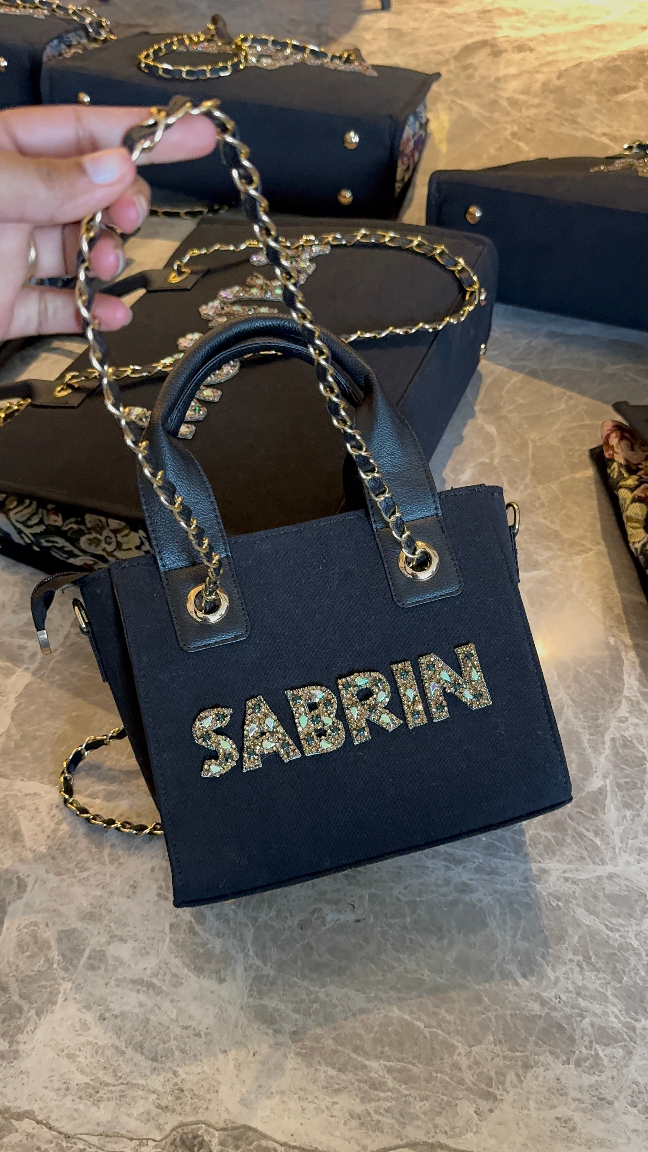 Canvas sling bag with premium alphabet