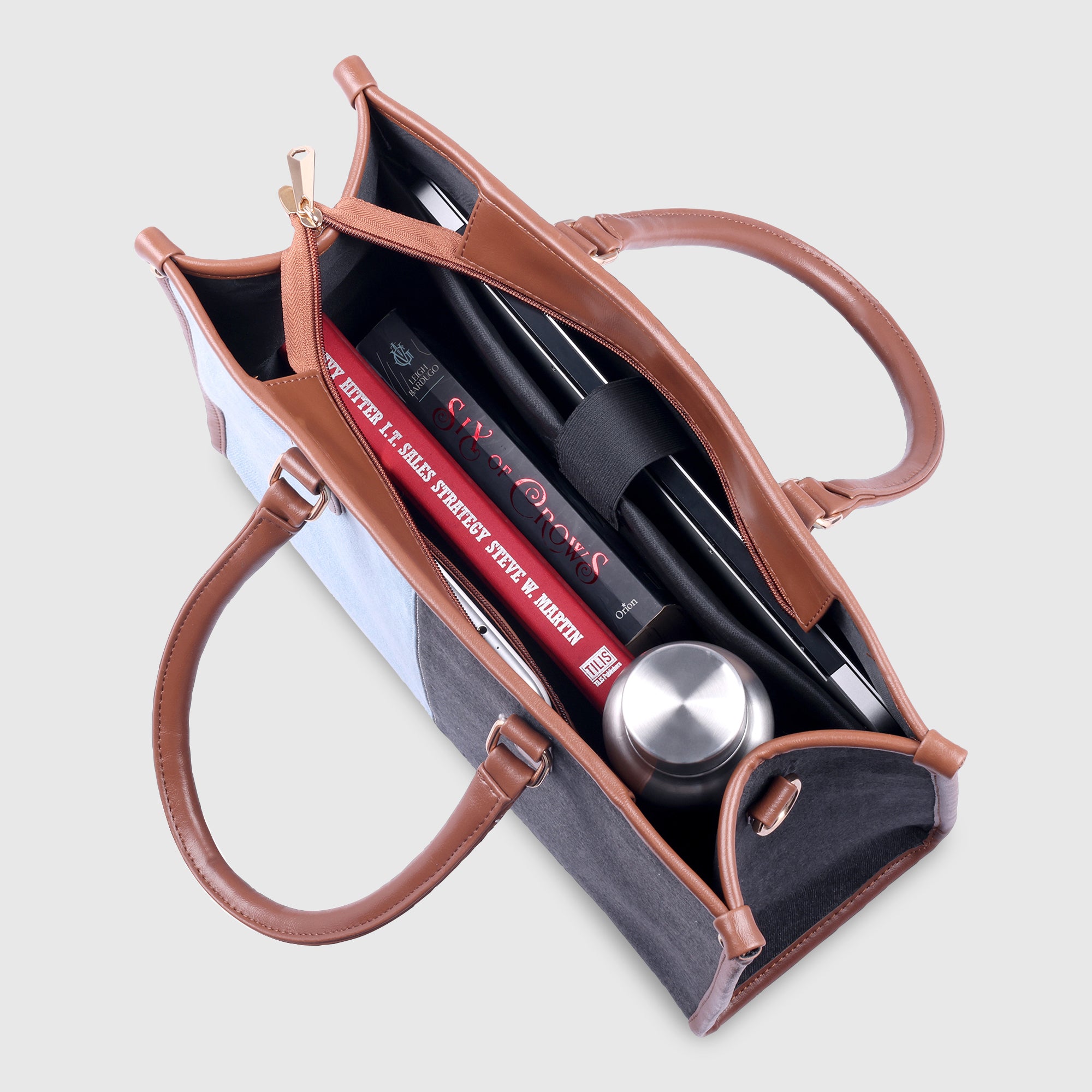 2 shade denim tote