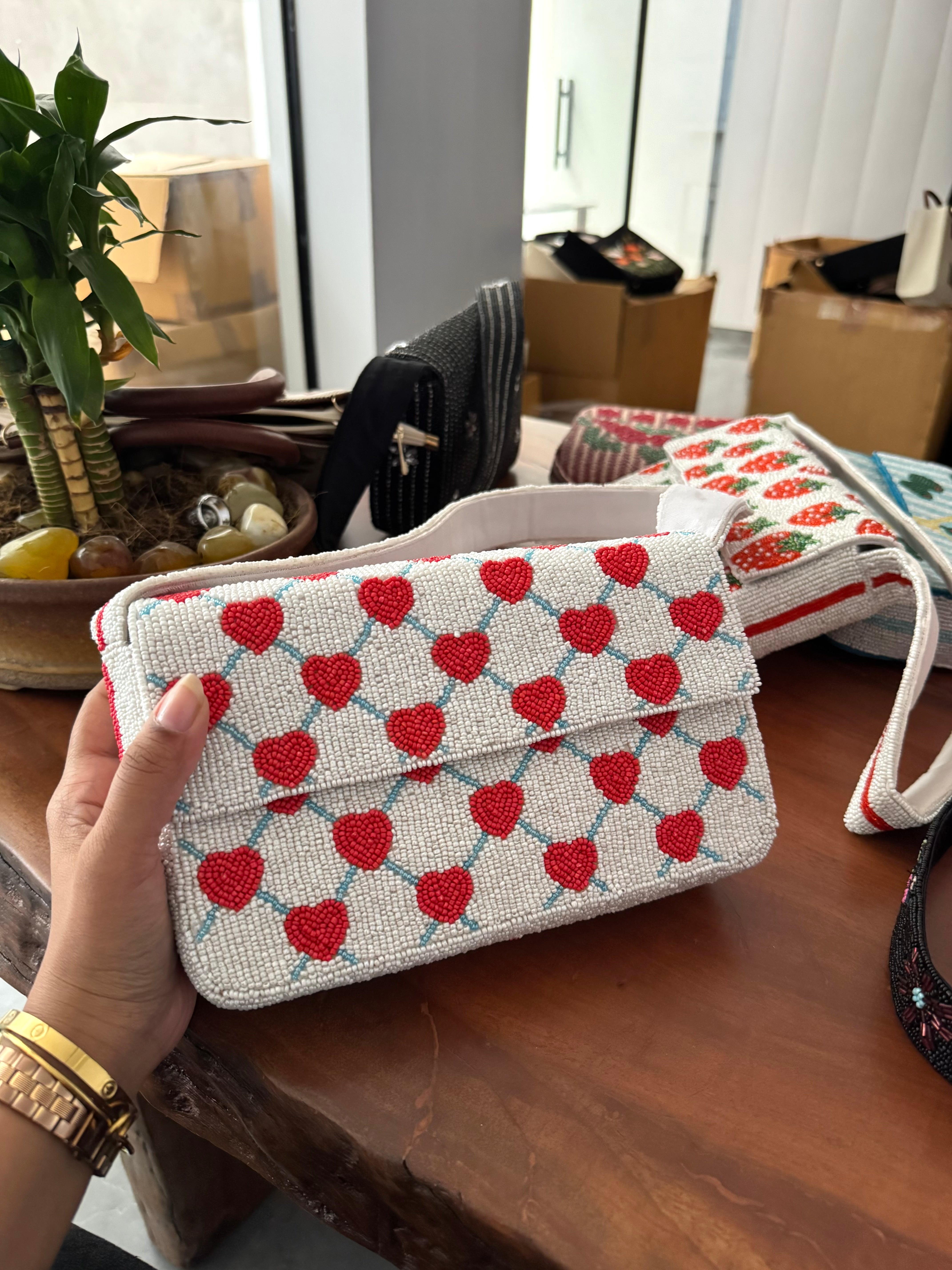 Beaded shoulder bag