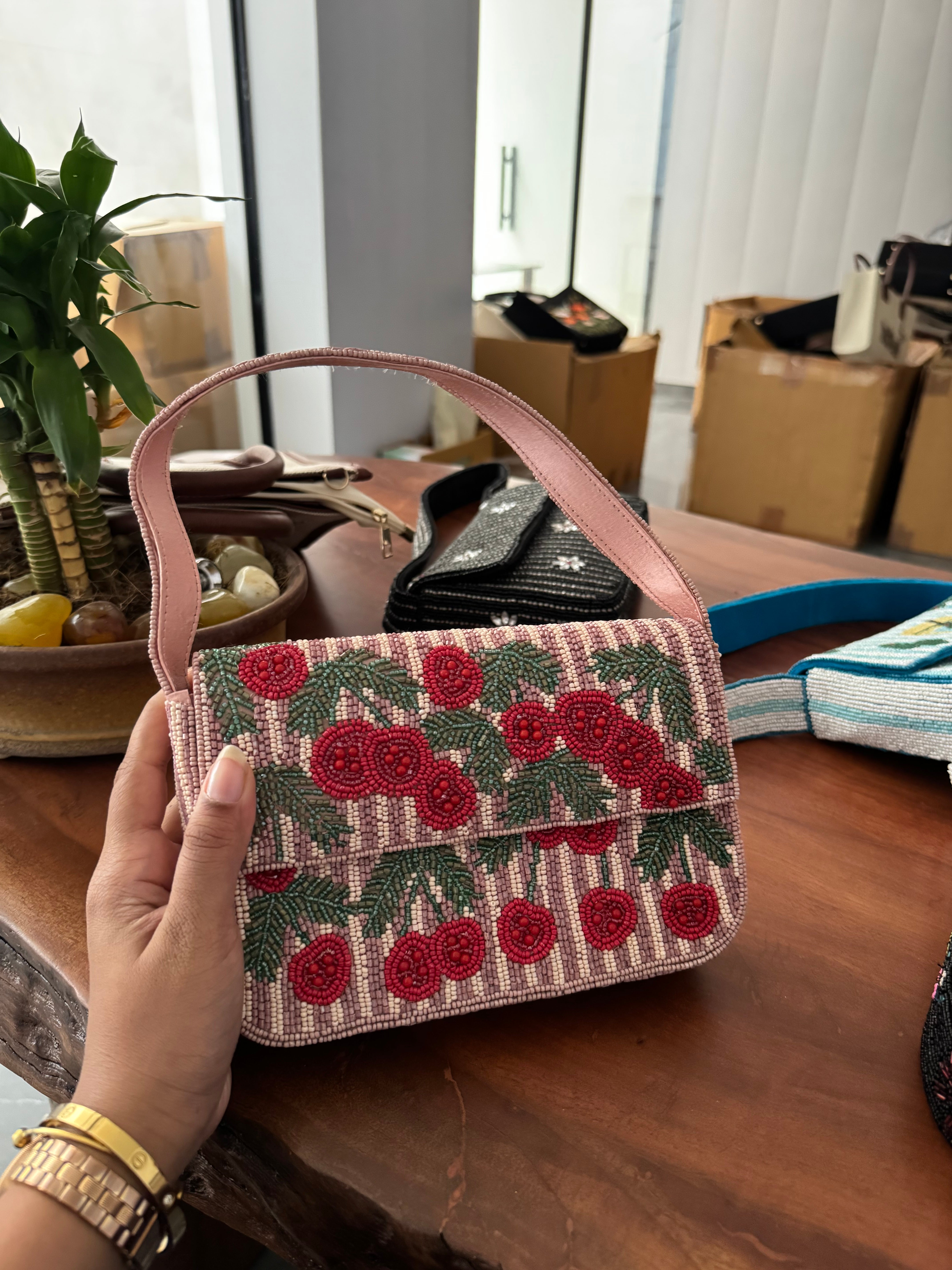 Beaded shoulder bag
