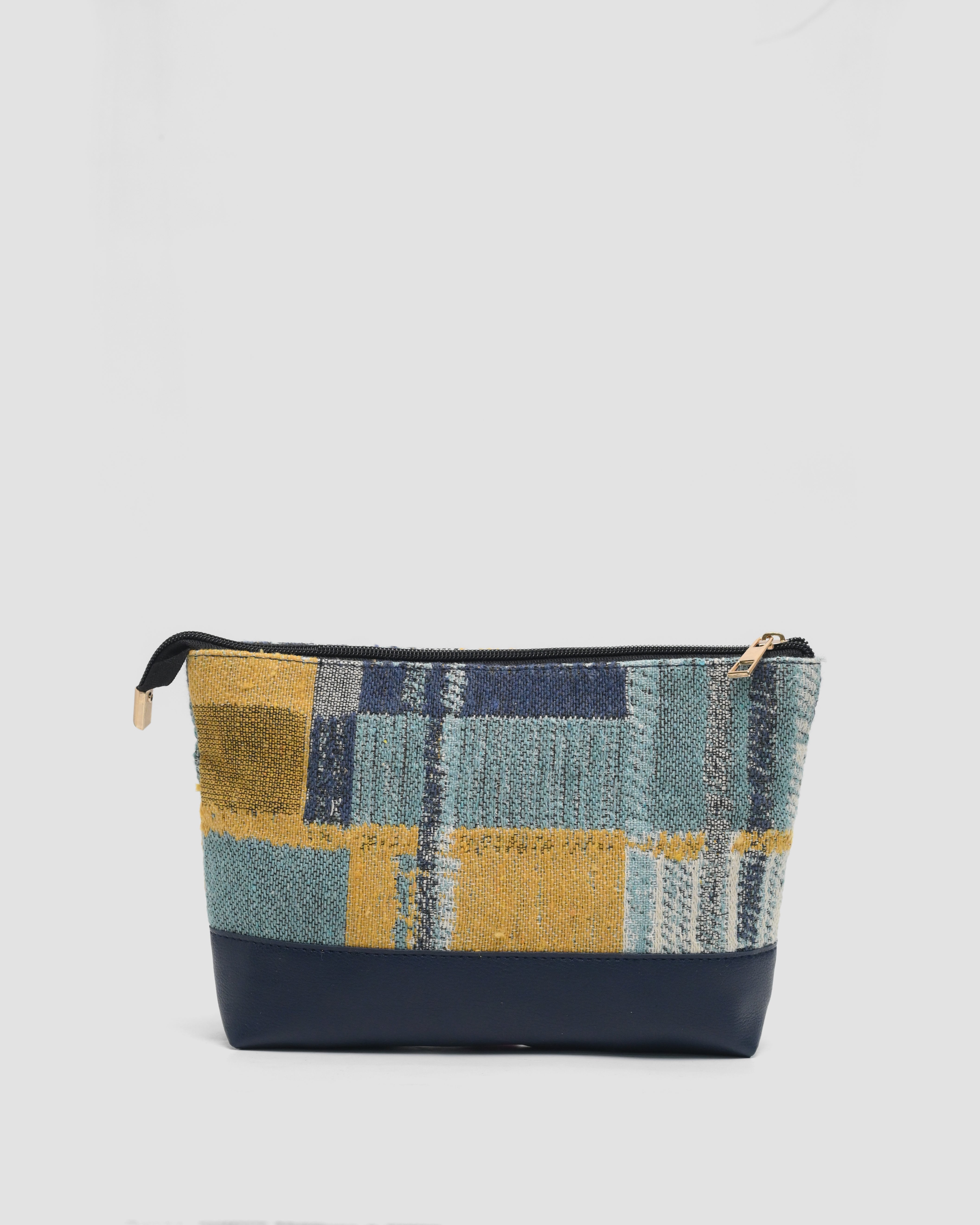 Denim makeup pouch