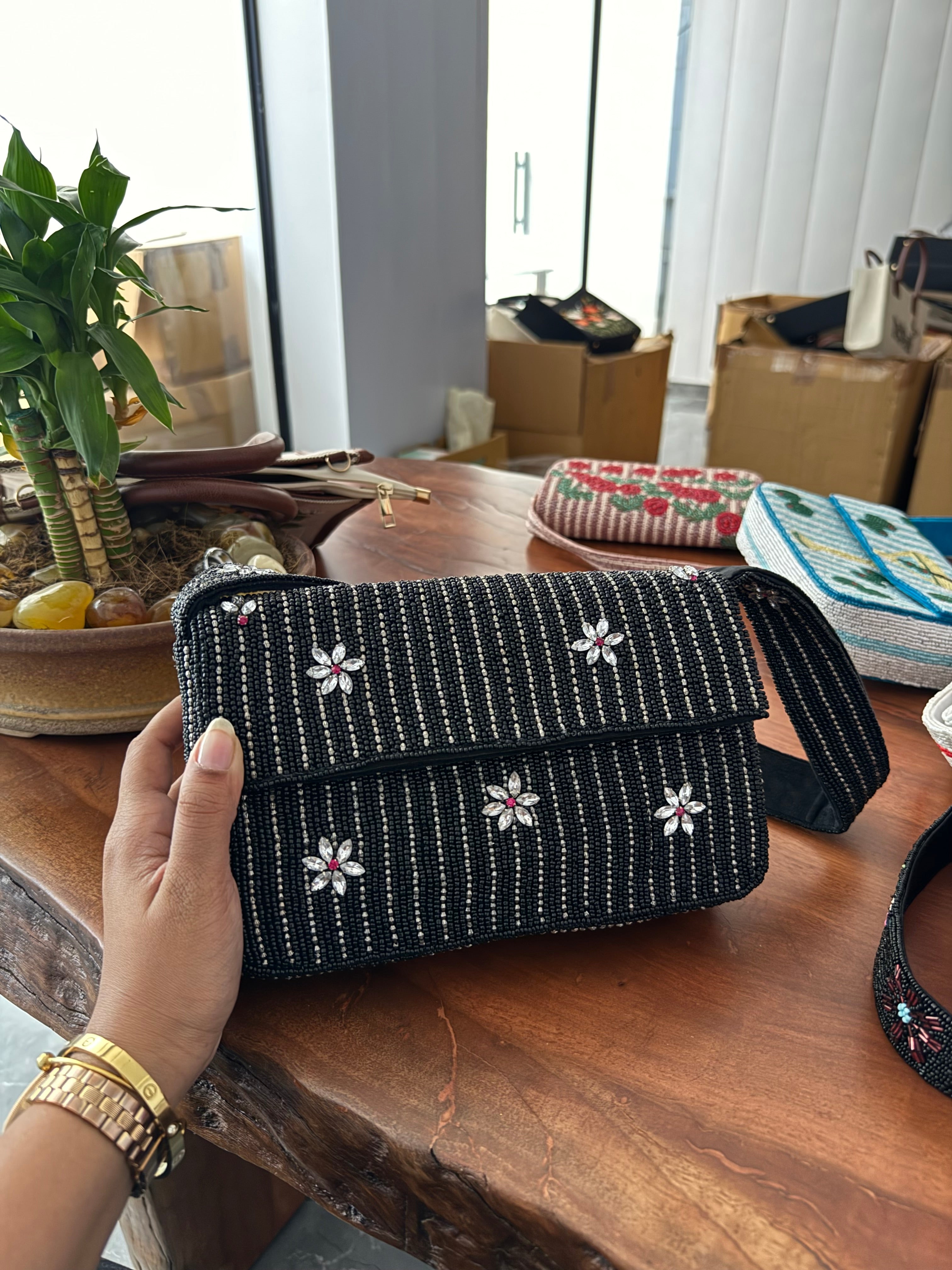 Beaded shoulder bag