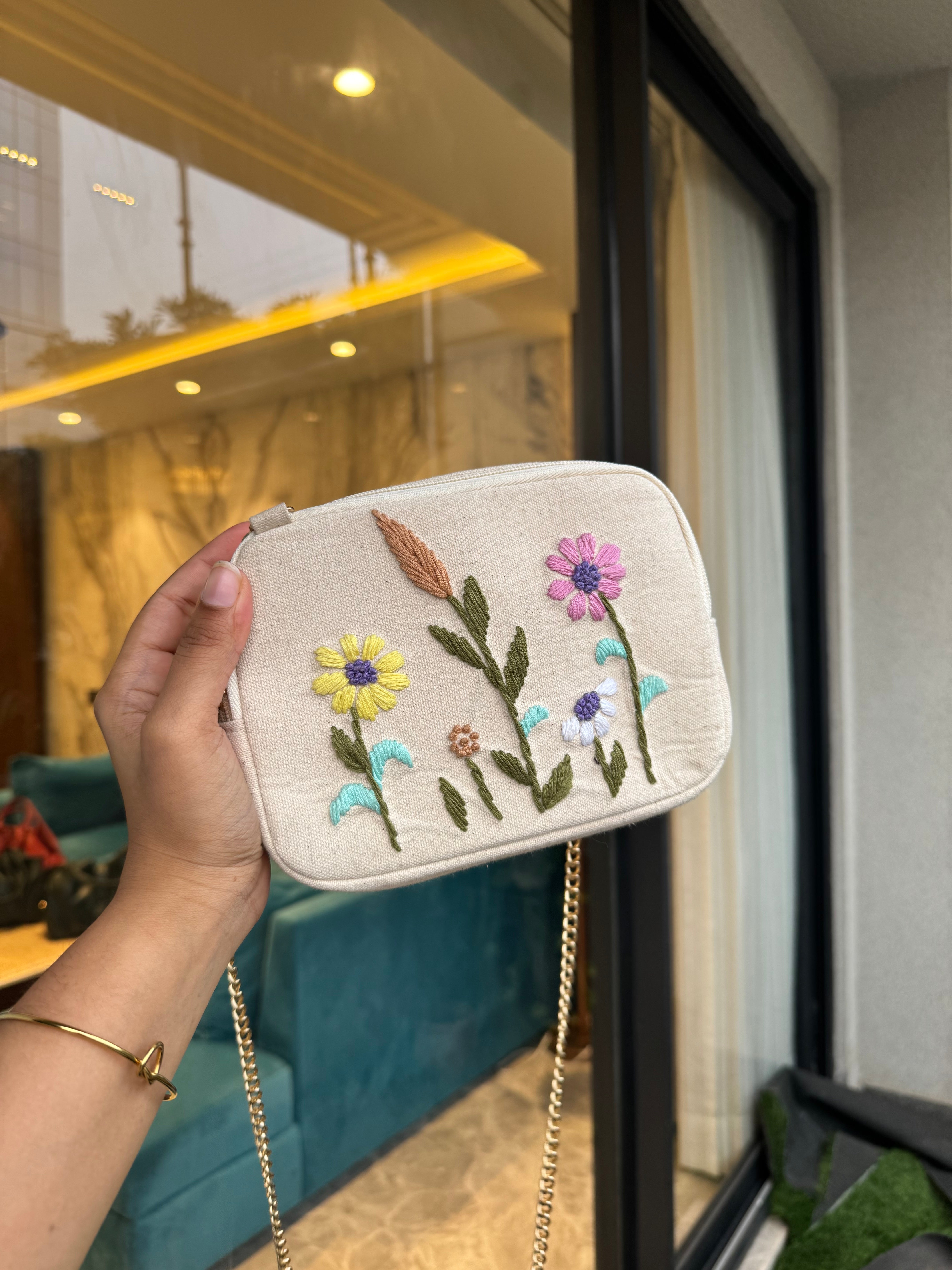 Embroidery sling bag