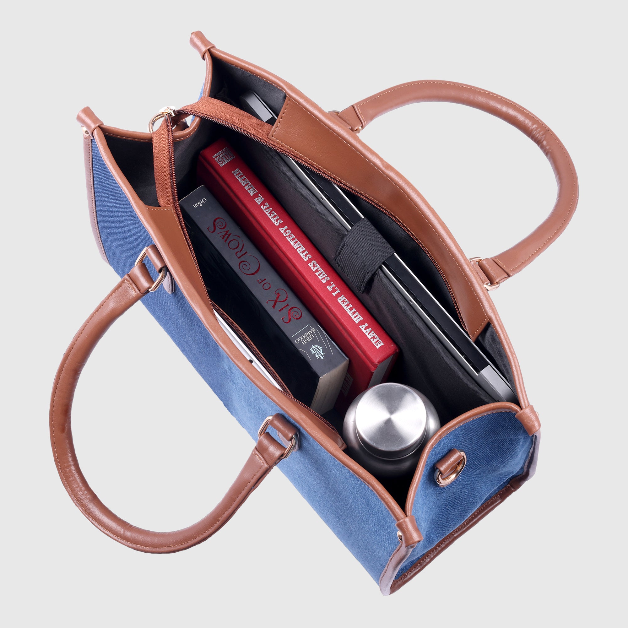2 shade denim tote