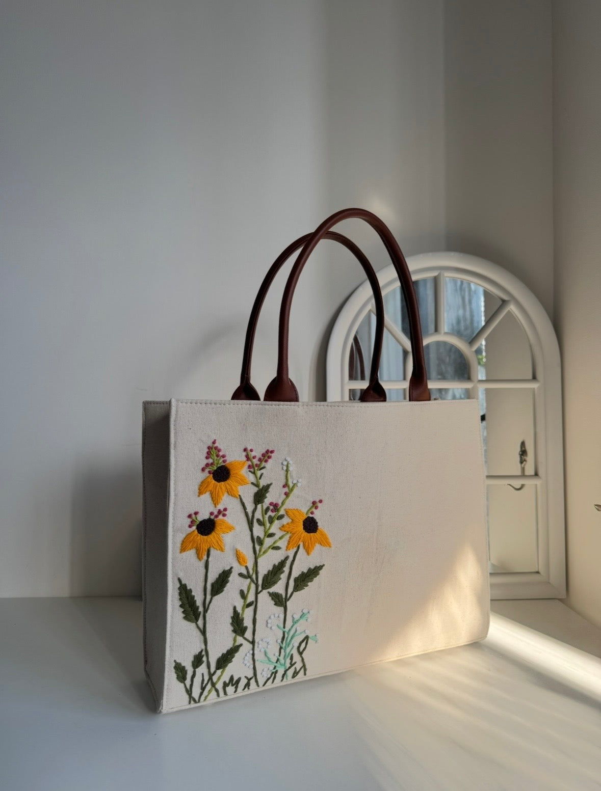 Sunflower embroidery bag