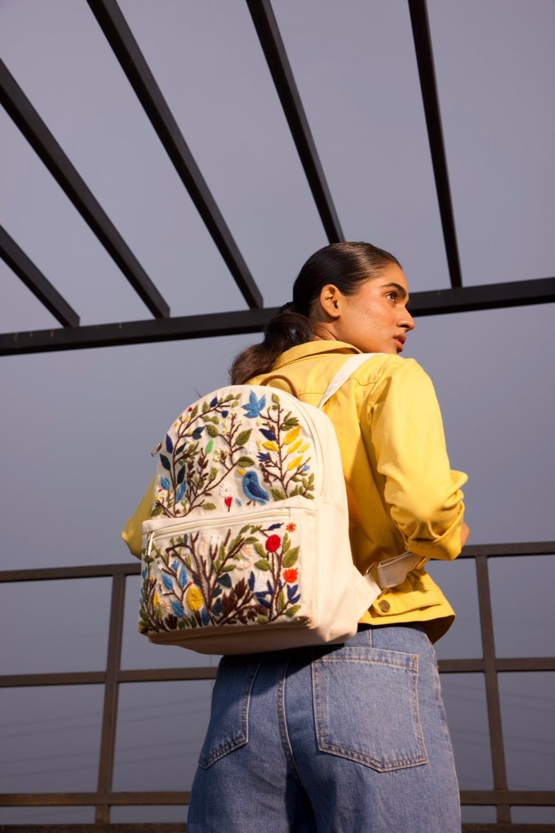 flower embroidered mini backpack GARDEN FLORAL Southern Sorelle Embroidery Boutique Soft to the touch Embroidered Flower Mini Backpack