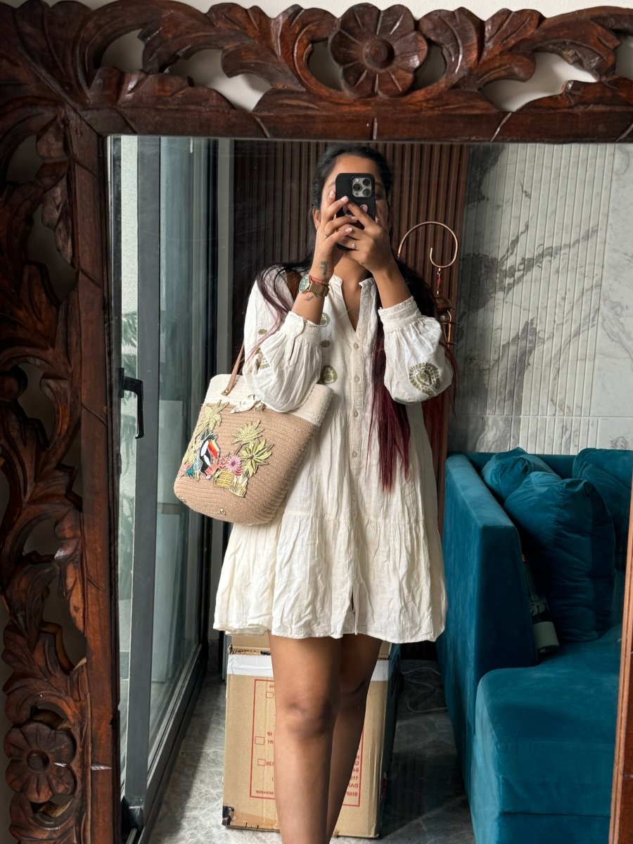 Straw bag with embroidery - Bagyo