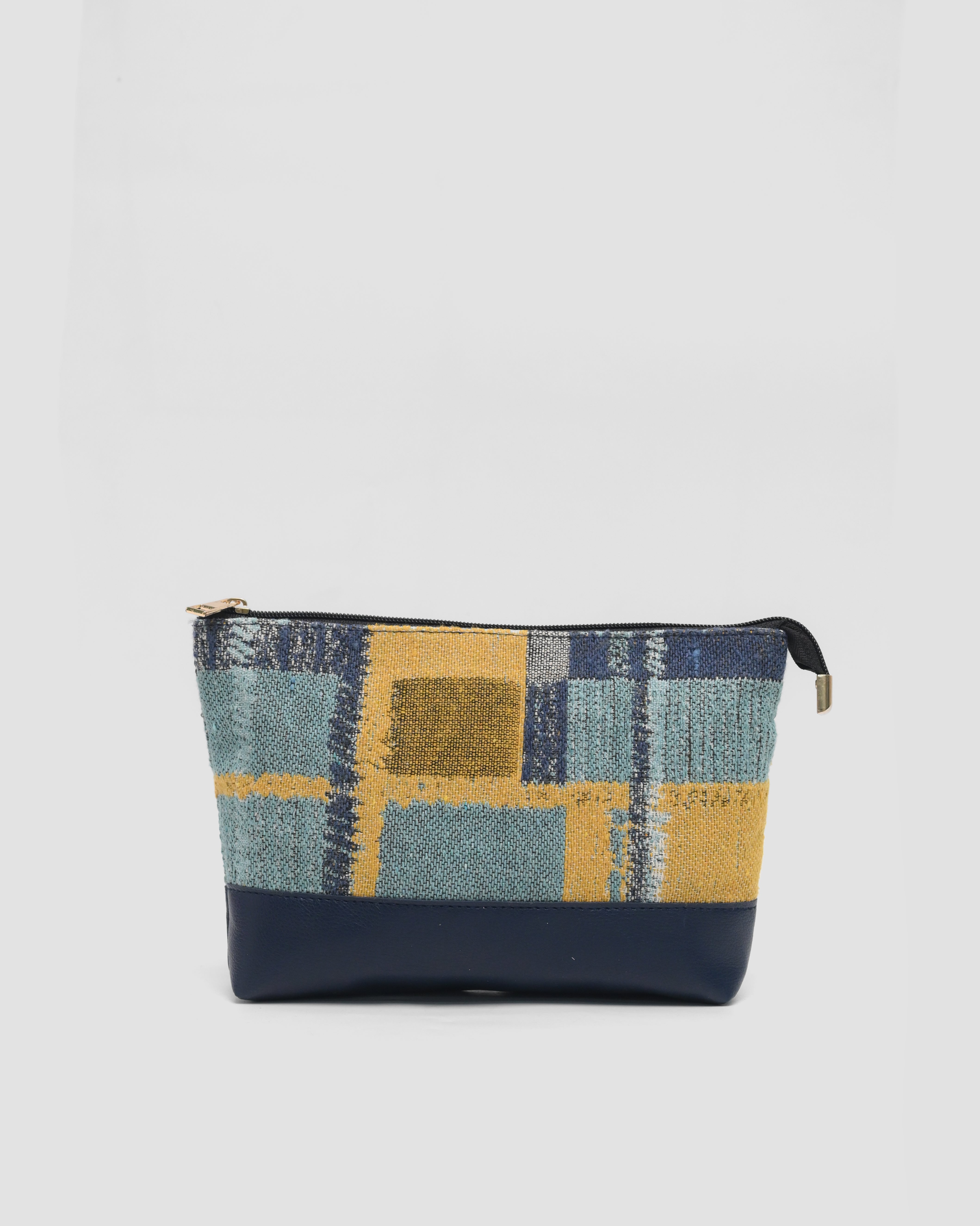 Denim makeup pouch