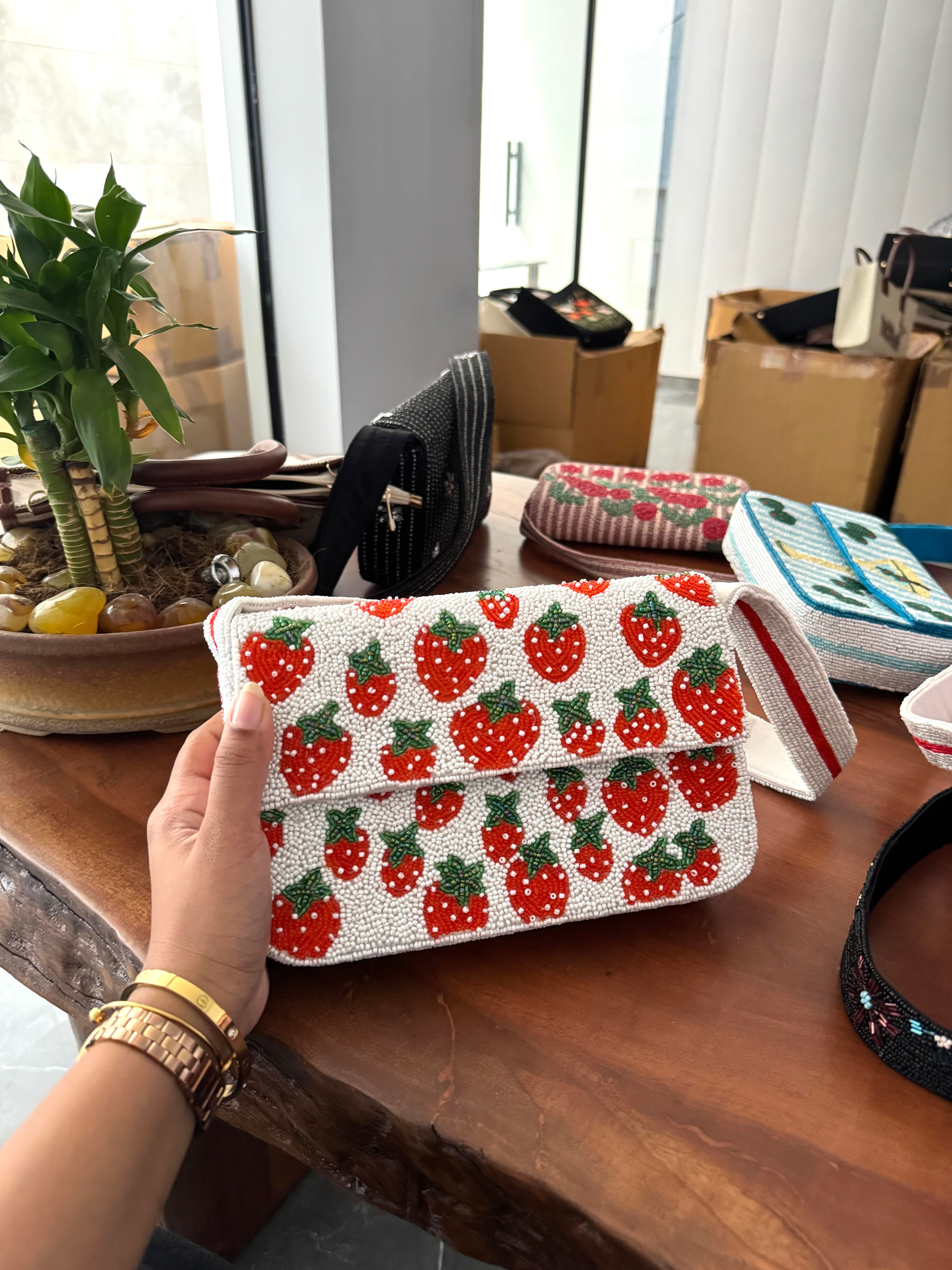 Beaded shoulder bag