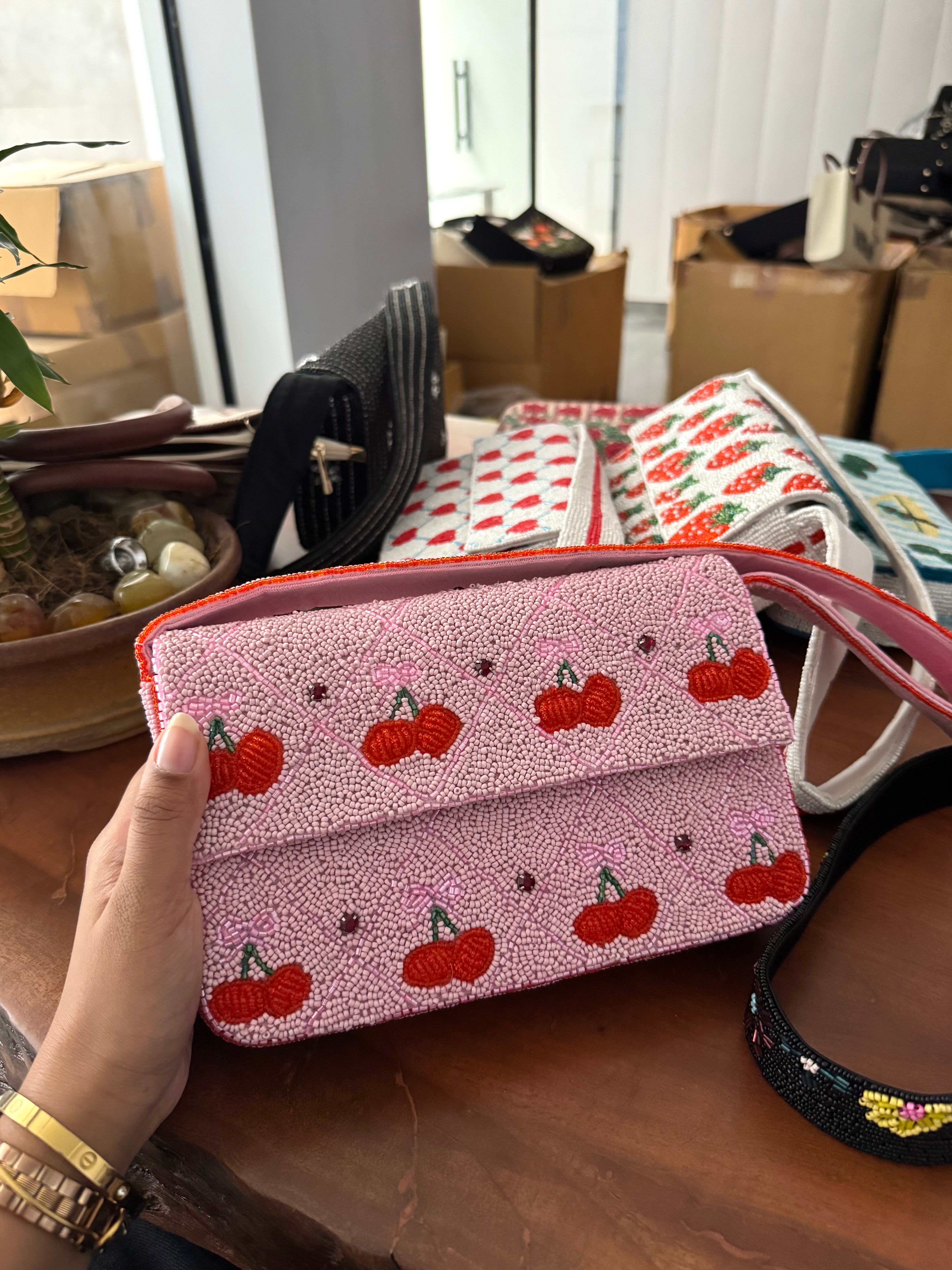 Beaded shoulder bag