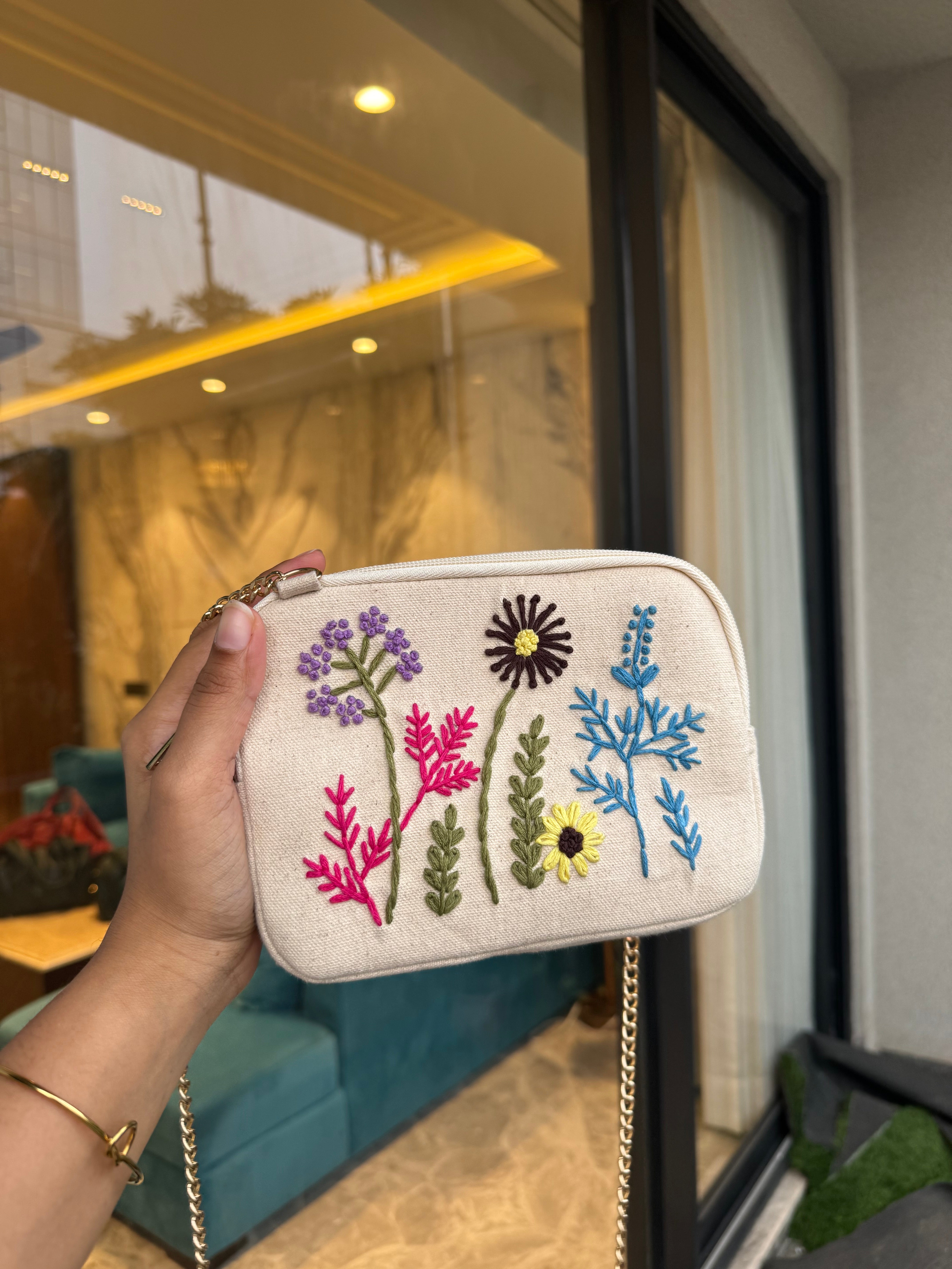 Embroidery sling bag