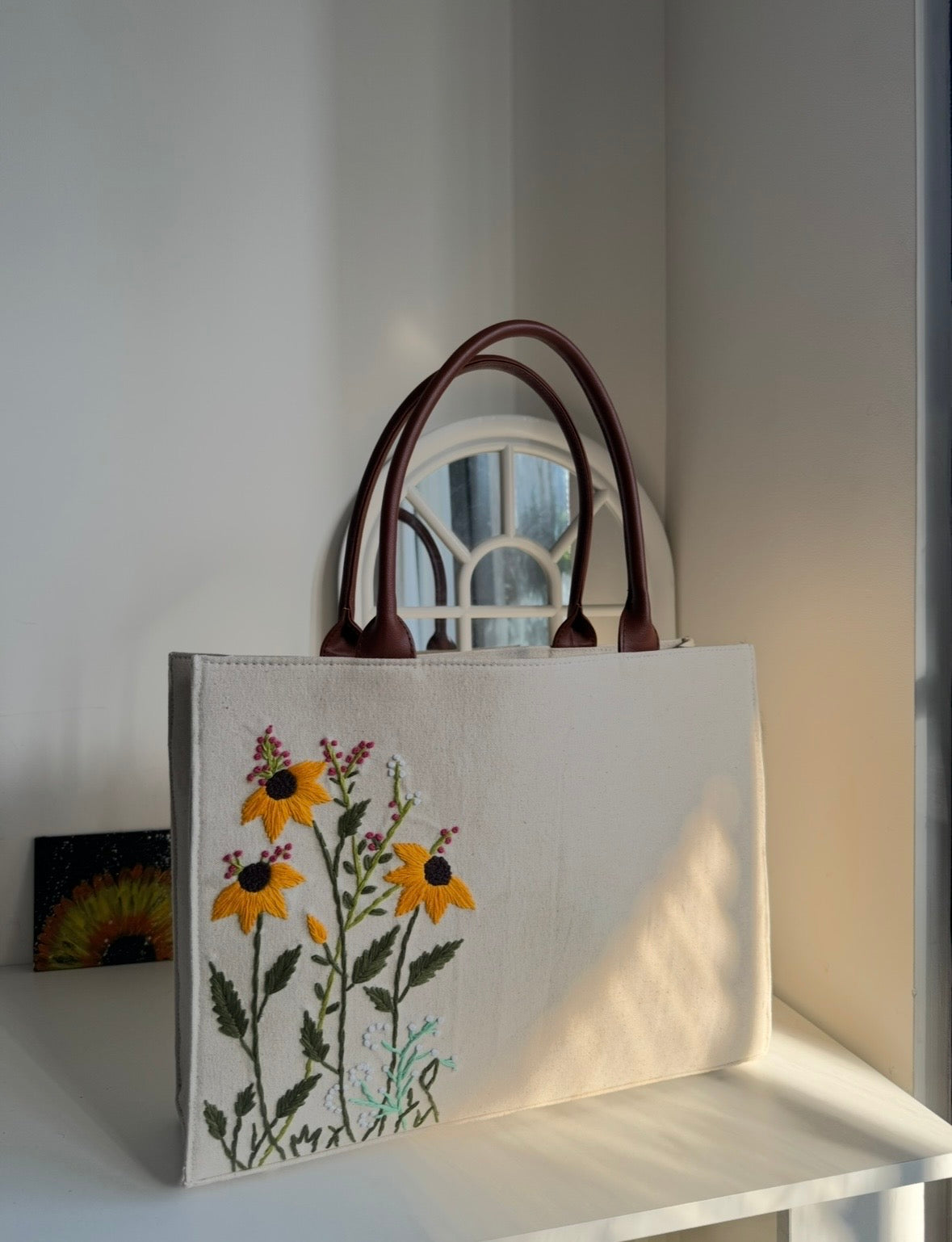 Sunflower embroidery bag