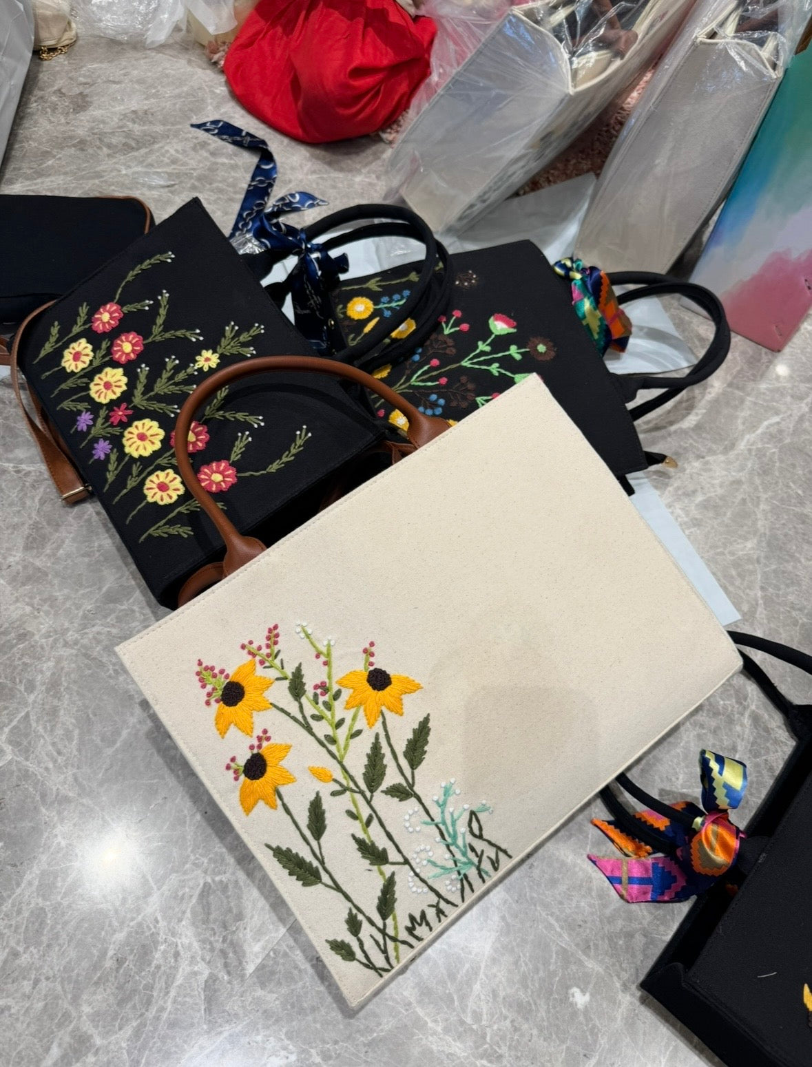 Sunflower embroidery bag