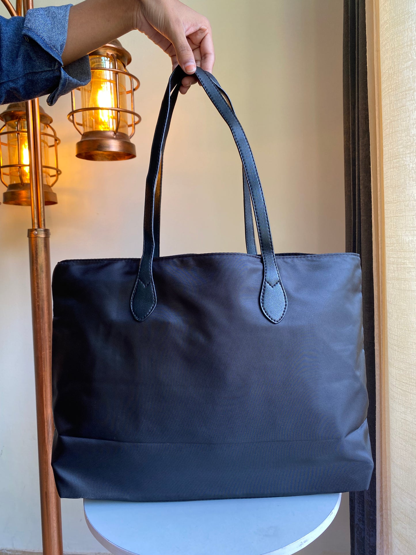 Lush black tote bag