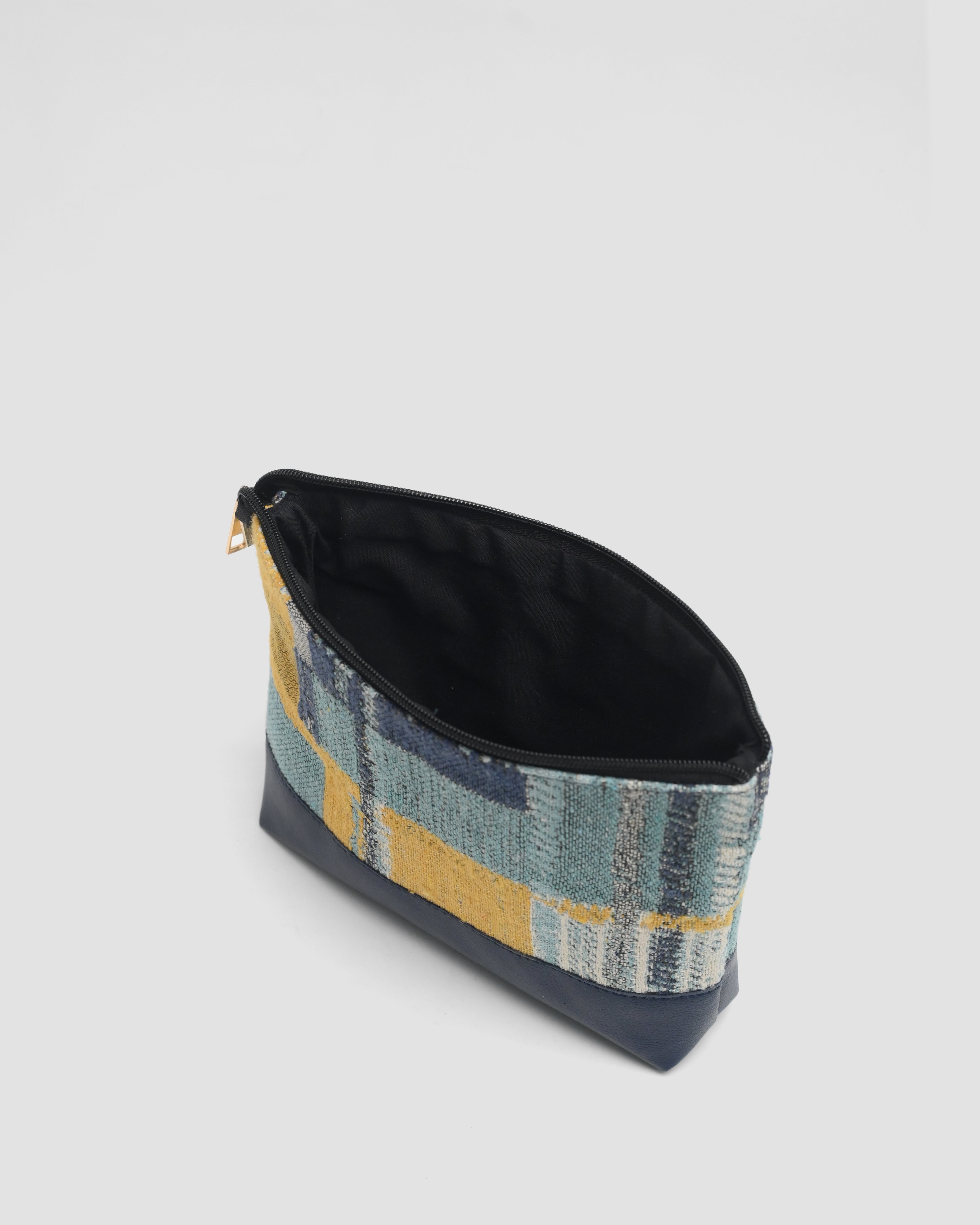 Denim makeup pouch