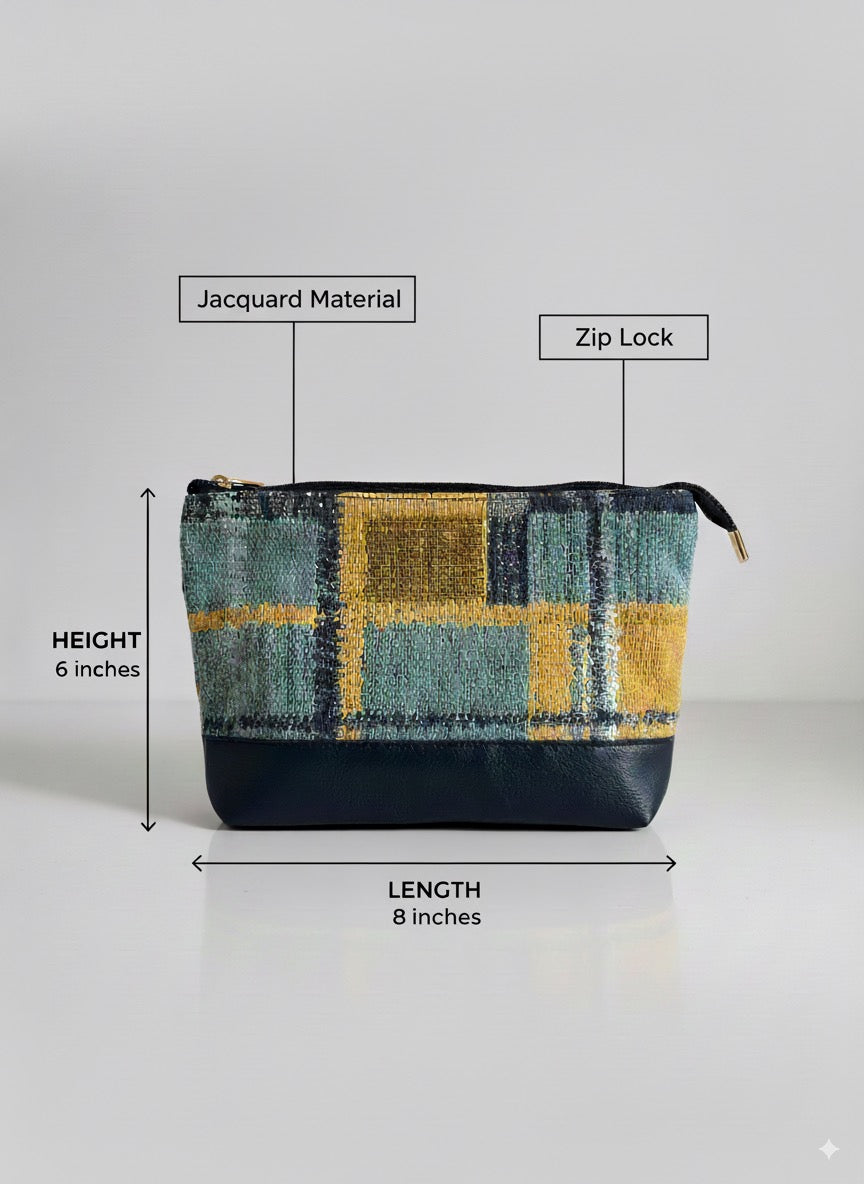 Denim makeup pouch