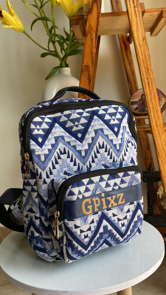 Blue pyramid backpack