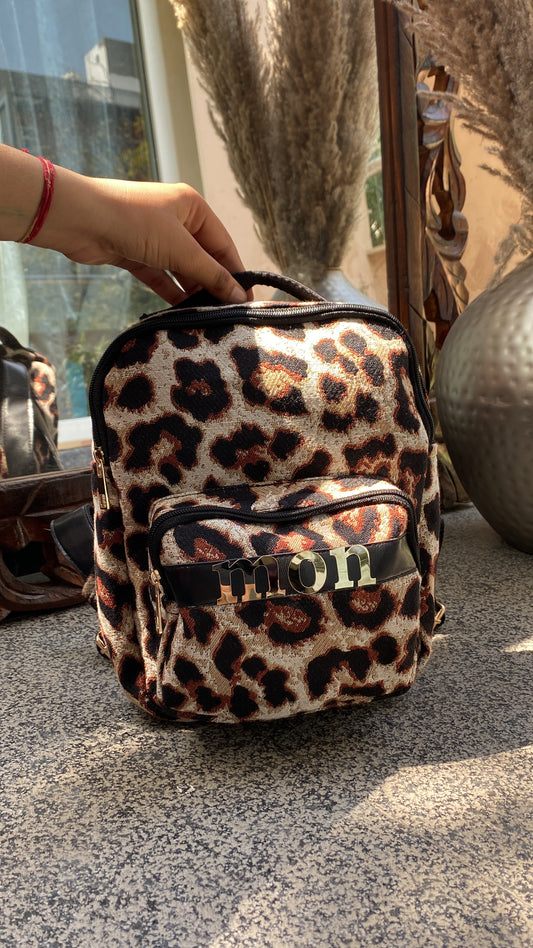 customised Leopard back pack